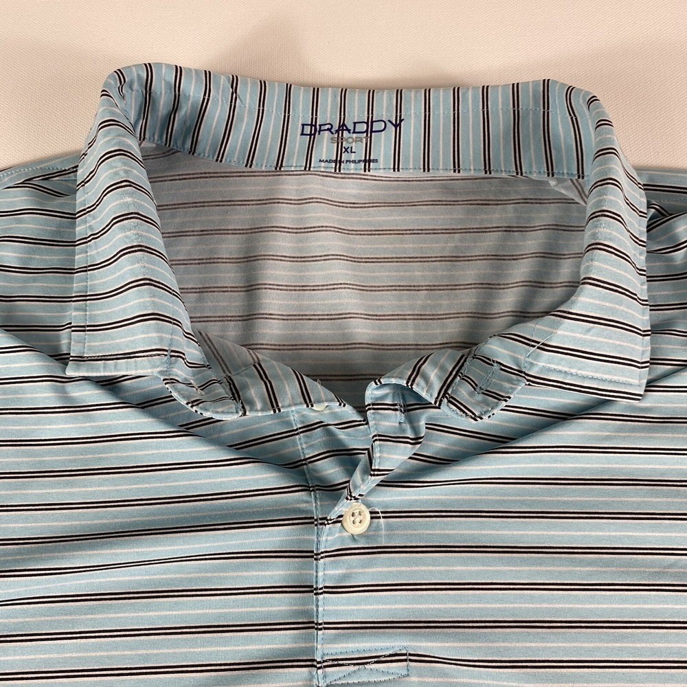 B Draddy Sport Polo Shirt Adult XL Striped Short Sleeve Golf Performance Mens